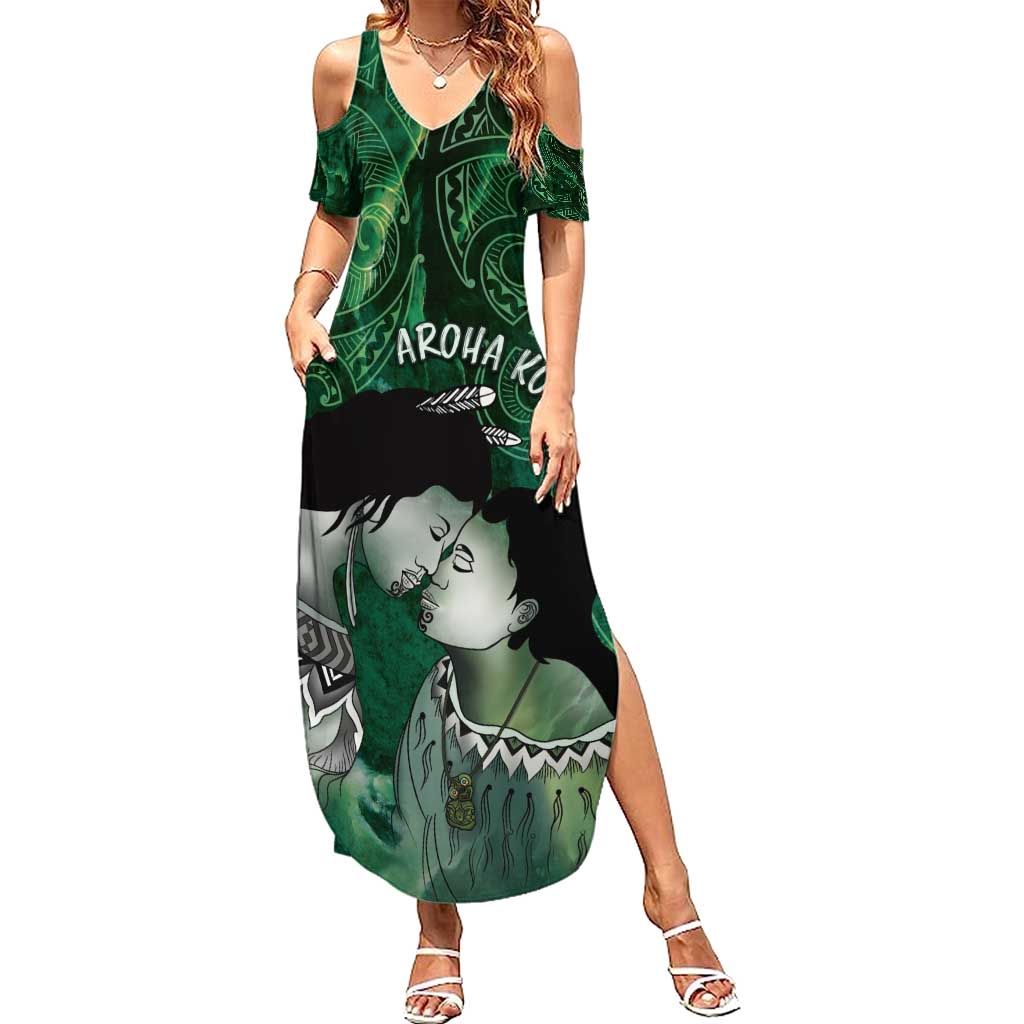 New Zealand Aroha Koe Mama Summer Maxi Dress Maori Hongi - Pounamu