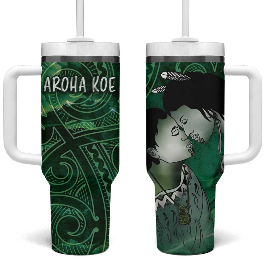 New Zealand Aroha Koe Mama Tumbler With Handle Maori Hongi - Pounamu