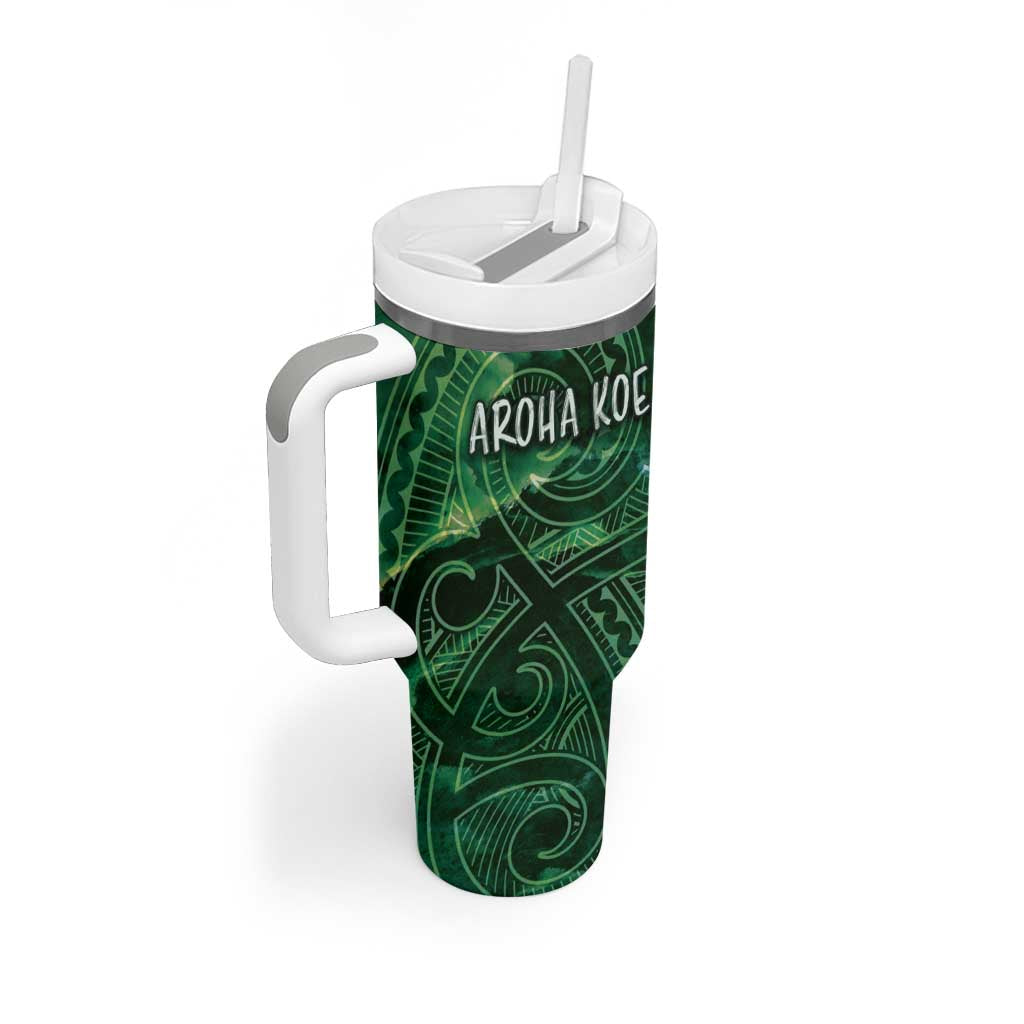 New Zealand Aroha Koe Mama Tumbler With Handle Maori Hongi - Pounamu