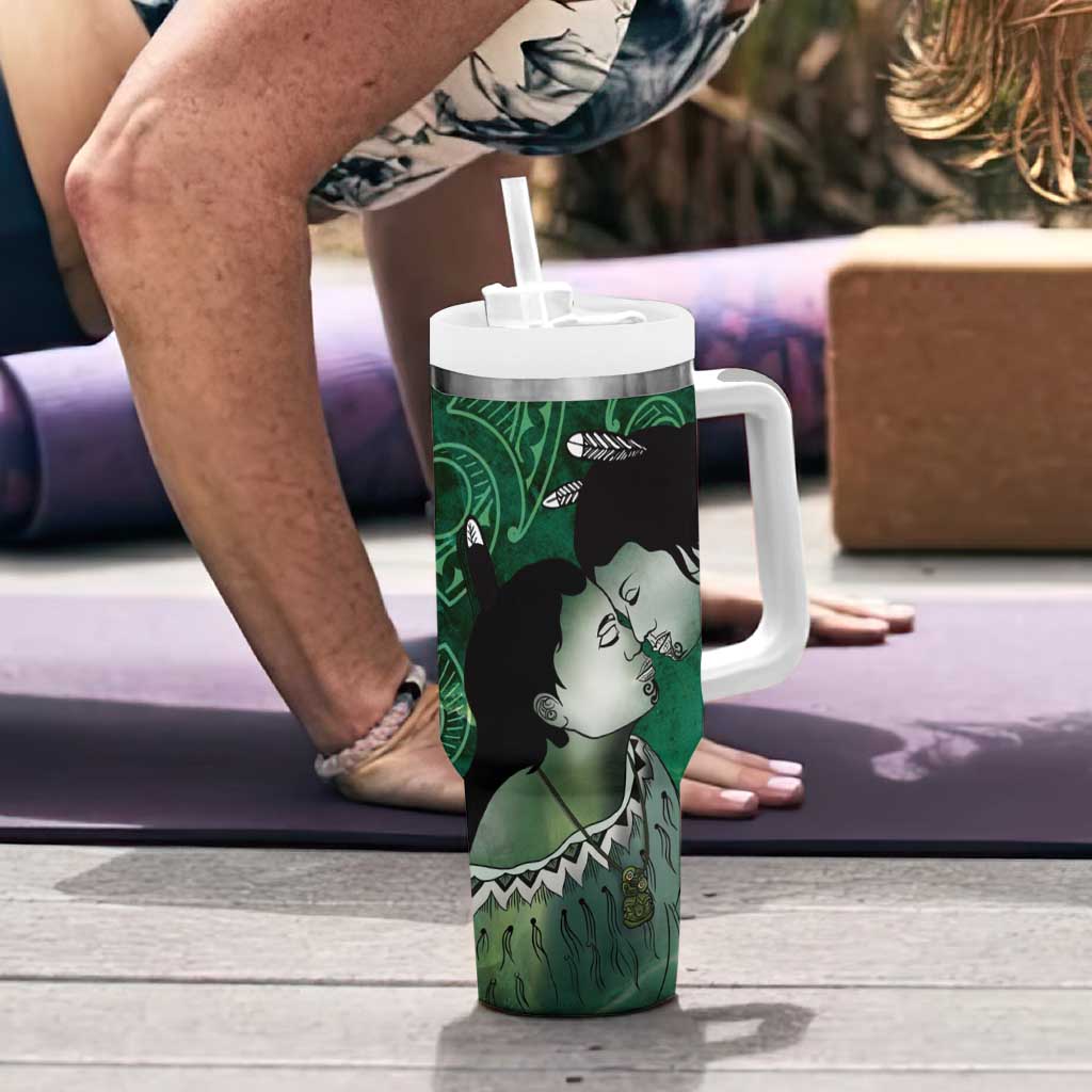 New Zealand Aroha Koe Mama Tumbler With Handle Maori Hongi - Pounamu