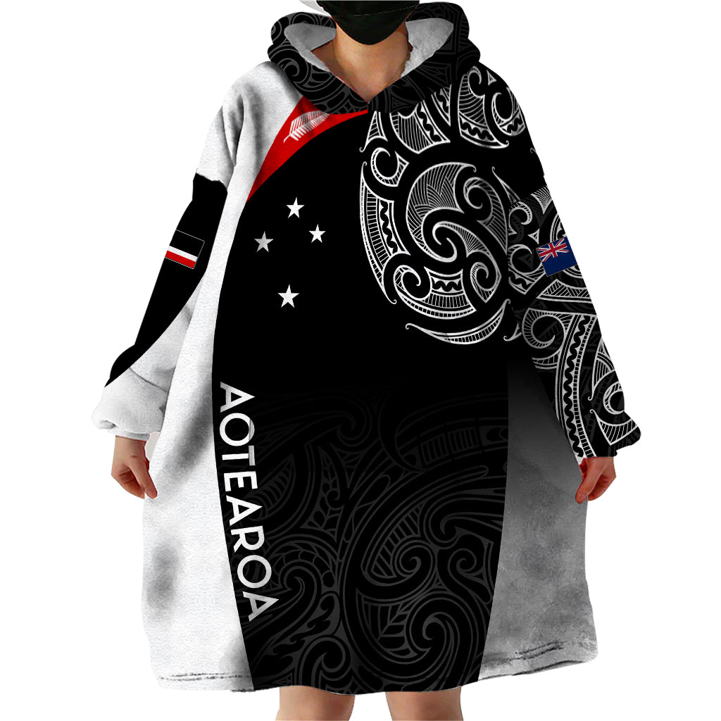 Personalised New Zealand Rugby Wearable Blanket Hoodie Aotearoa World Cup 2023 Champions LT7 - Polynesian Pride