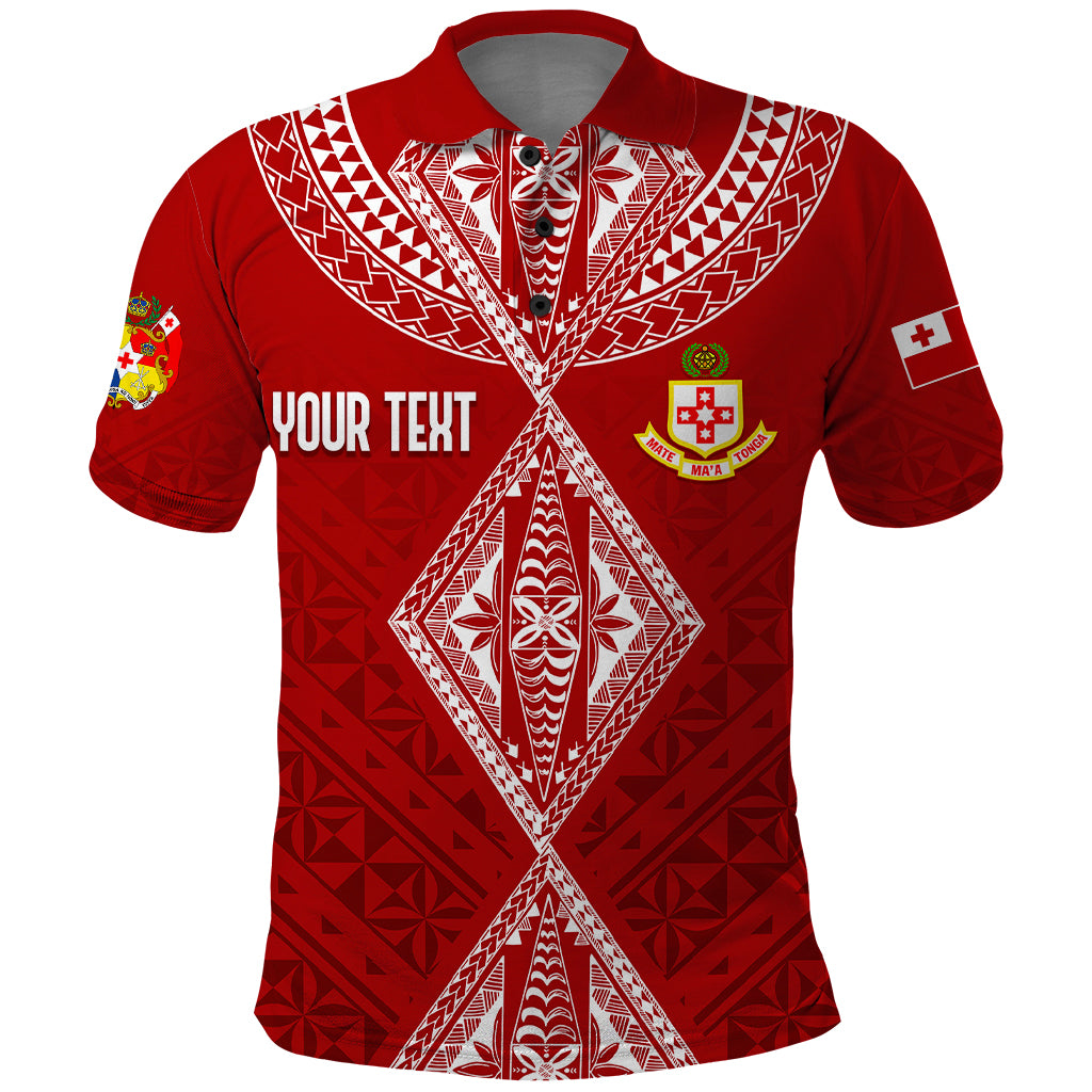 Personalised Kolisi Tonga Atele Polo Shirt Tongan Kupesi - Special LT7 Red - Polynesian Pride