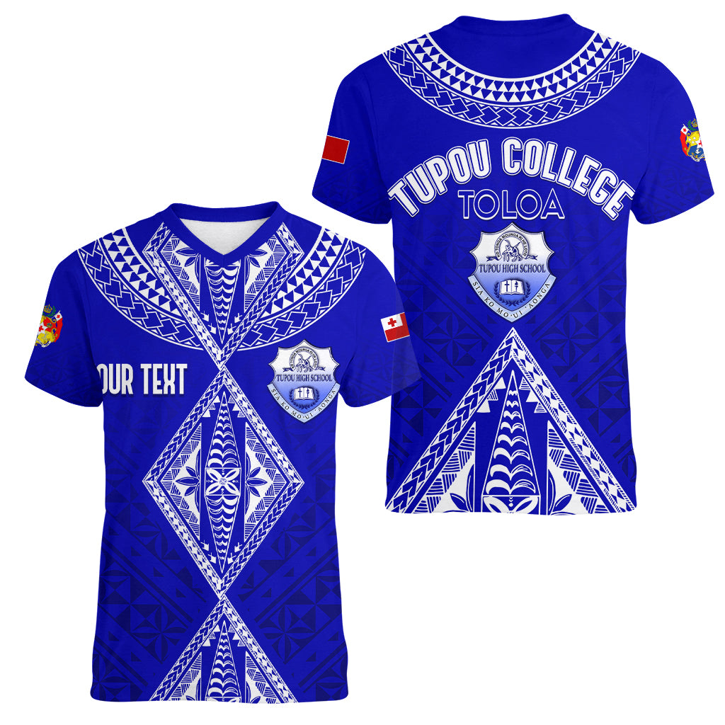 Personalised Tupou College Toloa Women V Neck T Shirt Tongan Kupesi - Special LT7 - Polynesian Pride