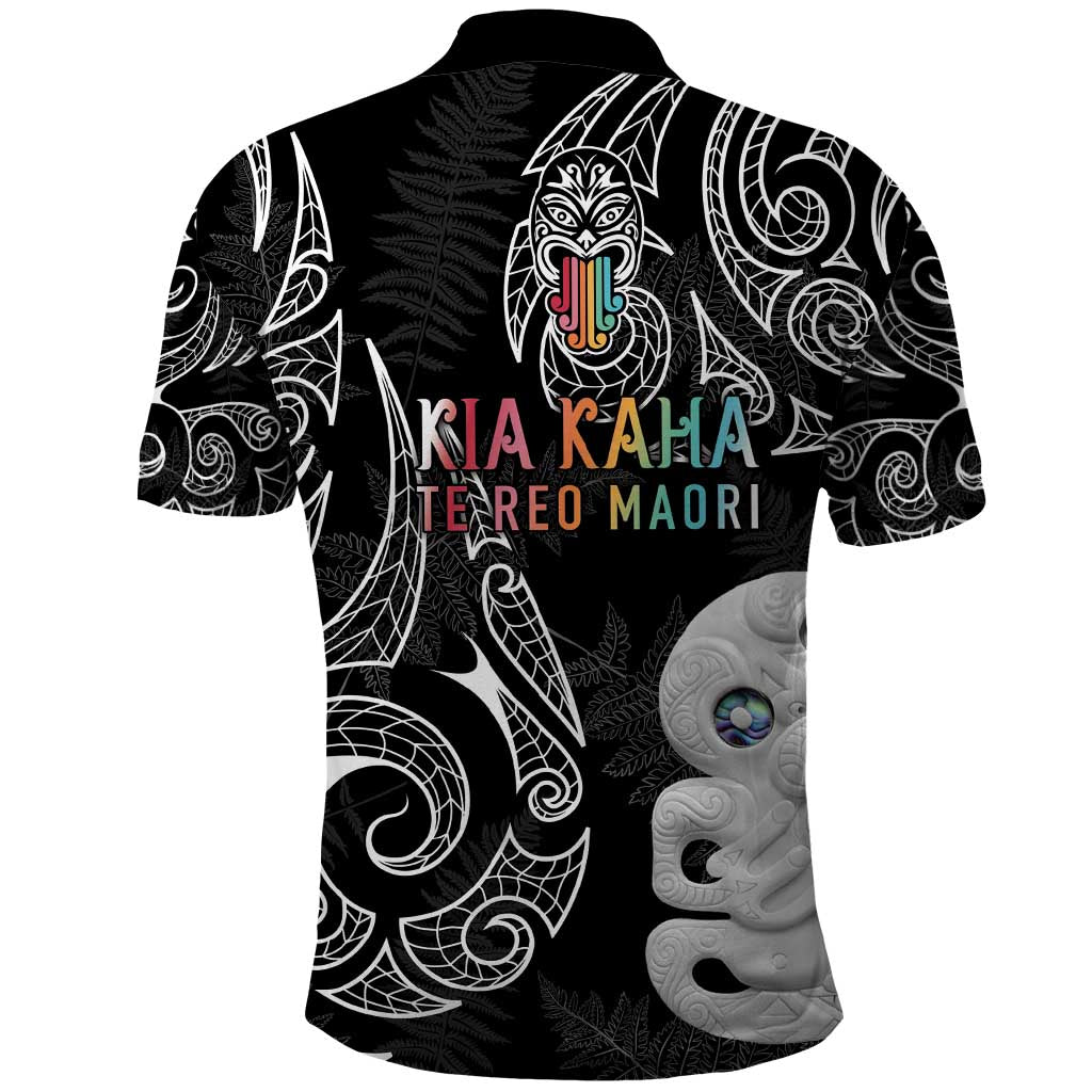 Kia Hara Te reo Maori Polo Shirt Manaia Moko Pattern