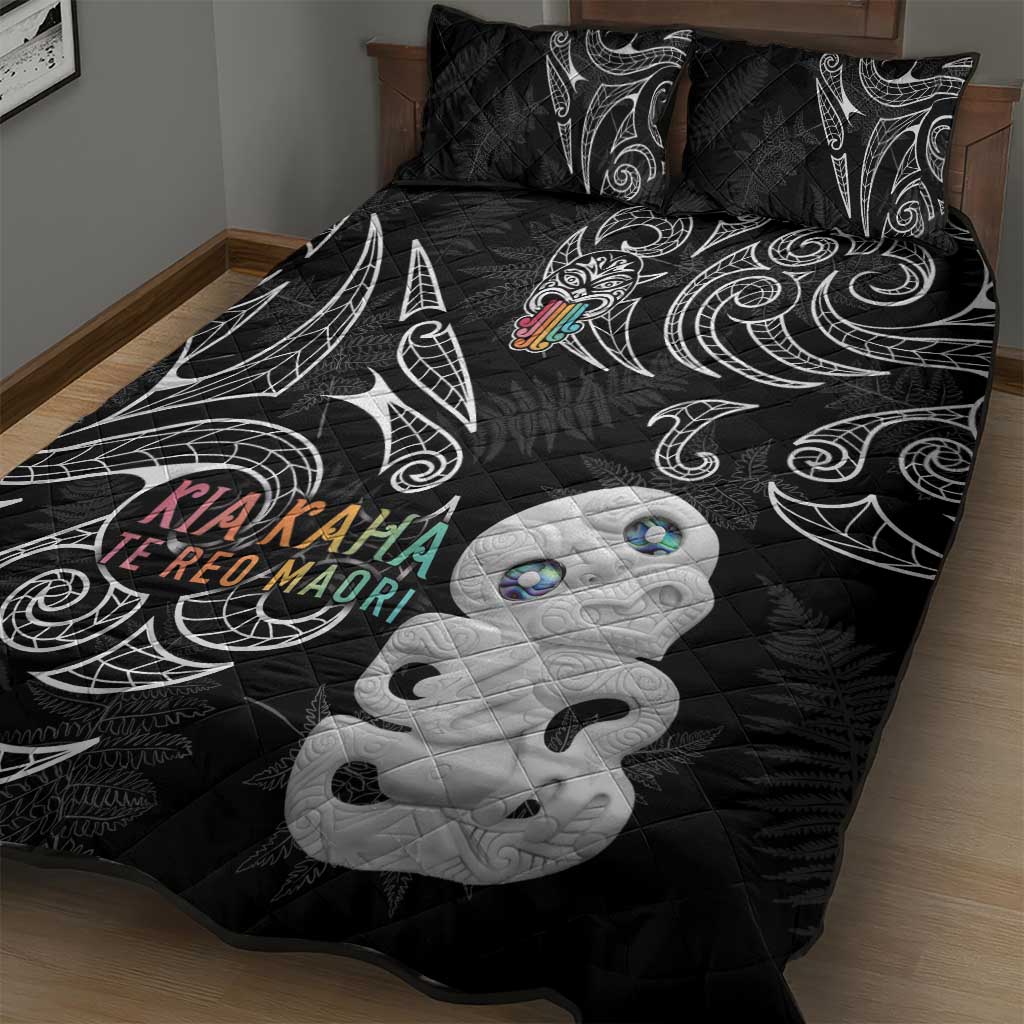 Kia Hara Te reo Maori Quilt Bed Set Manaia Moko Pattern