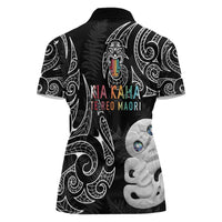 Kia Hara Te reo Maori Women Polo Shirt Manaia Moko Pattern