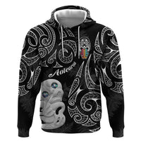 Kia Hara Te reo Maori Zip Hoodie Manaia Moko Pattern LT7 Pullover Hoodie Black - Polynesian Pride