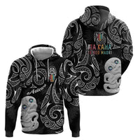 Kia Hara Te reo Maori Zip Hoodie Manaia Moko Pattern LT7 - Polynesian Pride