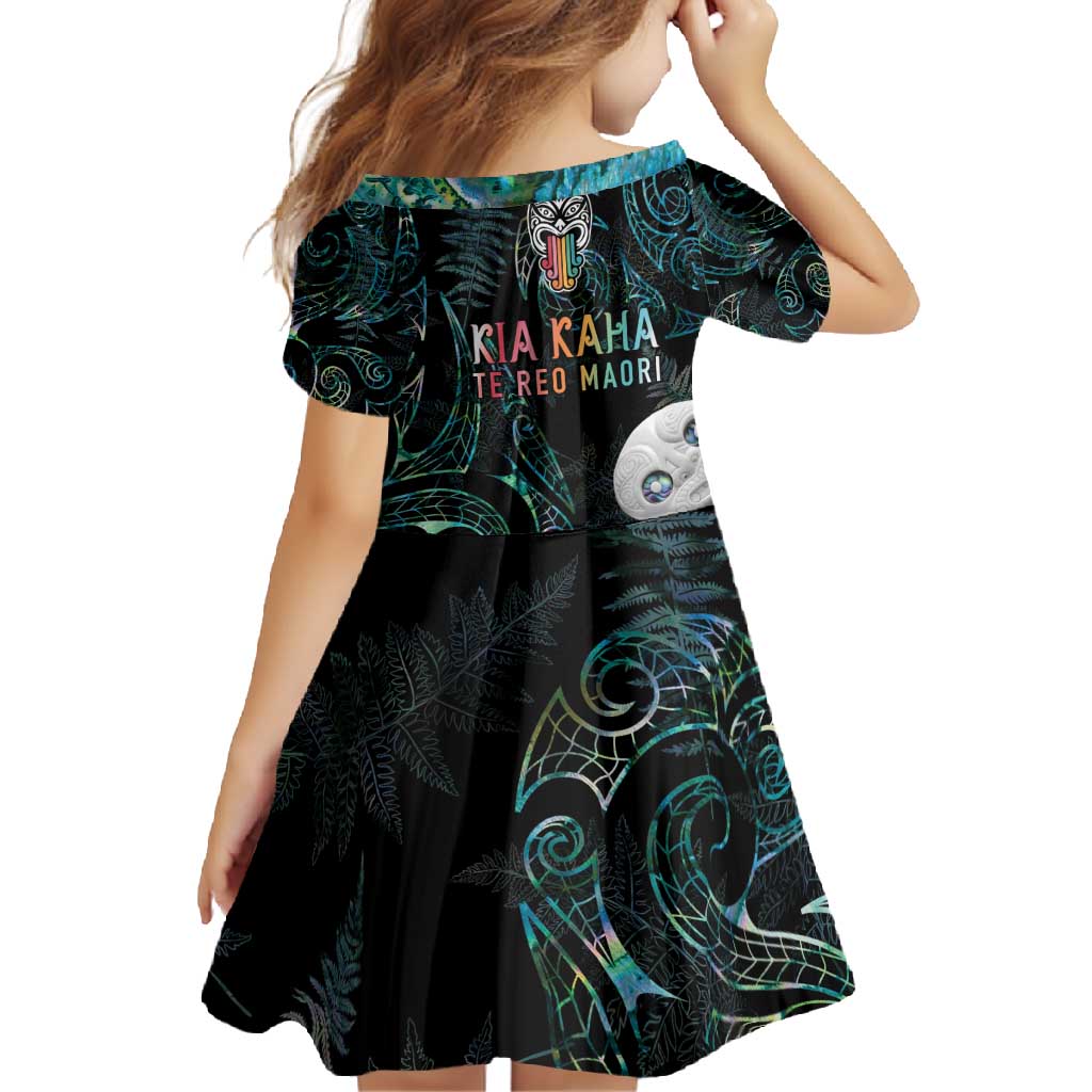 Kia Hara Te reo Maori Family Matching Long Sleeve Bodycon Dress and Hawaiian Shirt Manaia Moko Mix Paua Shell LT7 - Polynesian Pride