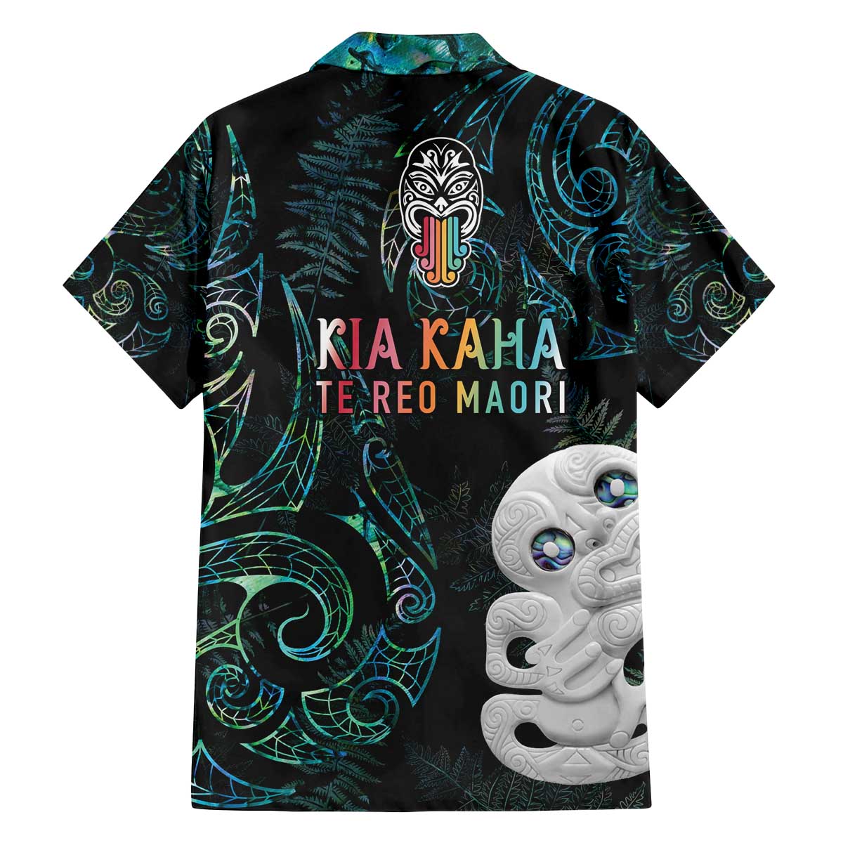 Kia Hara Te reo Maori Family Matching Off The Shoulder Long Sleeve Dress and Hawaiian Shirt Manaia Moko Mix Paua Shell LT7 - Polynesian Pride