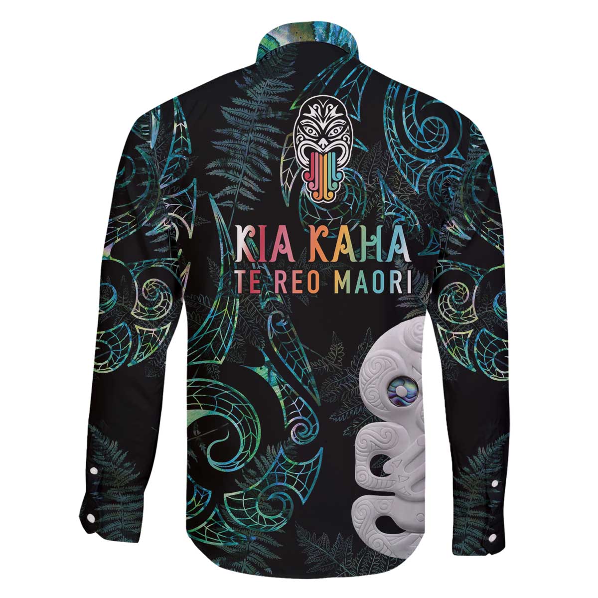 Kia Hara Te reo Maori Family Matching Off Shoulder Short Dress and Hawaiian Shirt Manaia Moko Mix Paua Shell