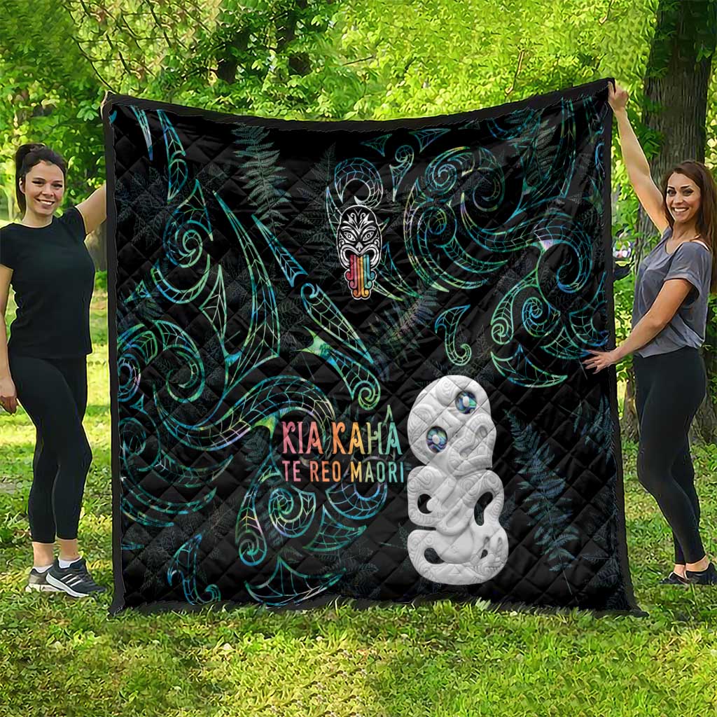 Kia Hara Te reo Maori Quilt Manaia Moko Mix Paua Shell