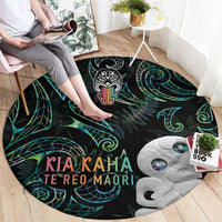 Kia Hara Te reo Maori Round Carpet Manaia Moko Mix Paua Shell LT7 - Polynesian Pride