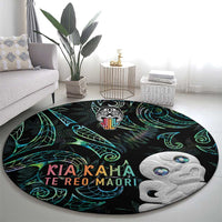 Kia Hara Te reo Maori Round Carpet Manaia Moko Mix Paua Shell LT7 - Polynesian Pride