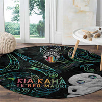 Kia Hara Te reo Maori Round Carpet Manaia Moko Mix Paua Shell LT7 - Polynesian Pride