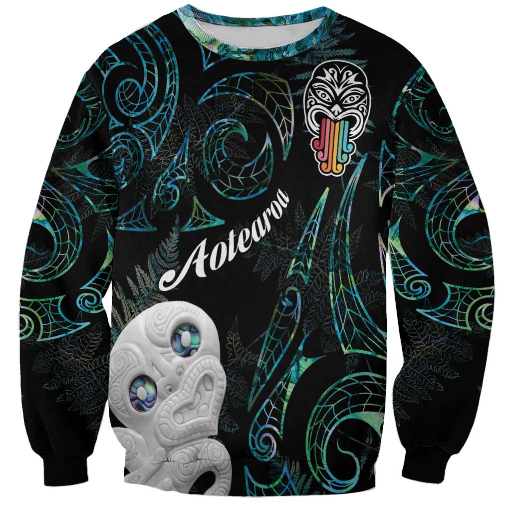 Kia Hara Te reo Maori Sweatshirt Manaia Moko Mix Paua Shell