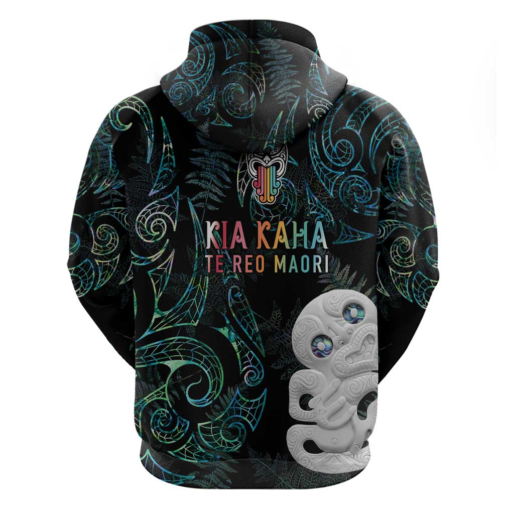 Kia Hara Te reo Maori Zip Hoodie Manaia Moko Mix Paua Shell LT7 - Polynesian Pride