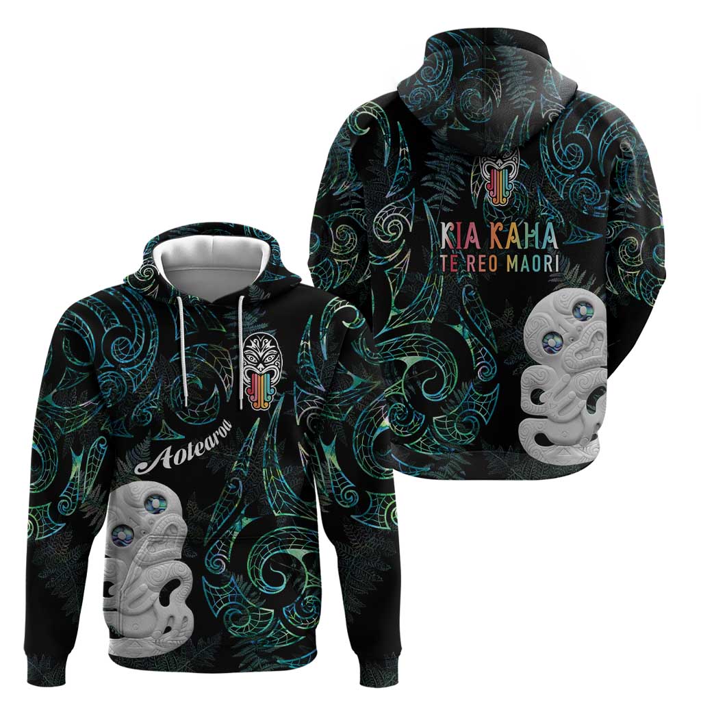 Kia Hara Te reo Maori Zip Hoodie Manaia Moko Mix Paua Shell LT7 - Polynesian Pride