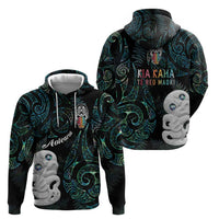Kia Hara Te reo Maori Zip Hoodie Manaia Moko Mix Paua Shell LT7 - Polynesian Pride
