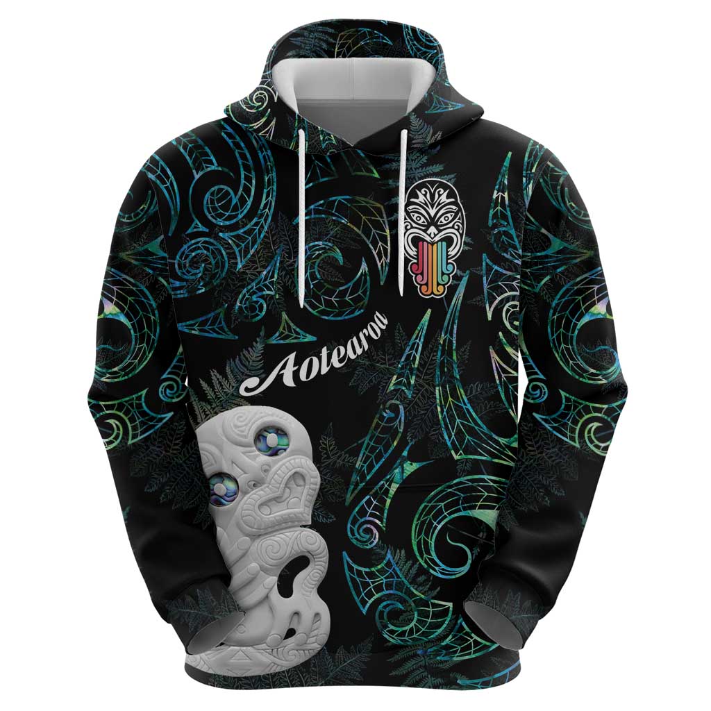 Kia Hara Te reo Maori Zip Hoodie Manaia Moko Mix Paua Shell LT7 - Polynesian Pride