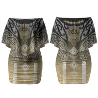Aotearoa Maori Iwi Heritage Couples Matching Off Shoulder Short Dress and Hawaiian Shirt Waikato Tainui Parauri