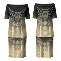 Aotearoa Maori Iwi Heritage Couples Matching Puletasi and Long Sleeve Button Shirt Waikato Tainui Parauri
