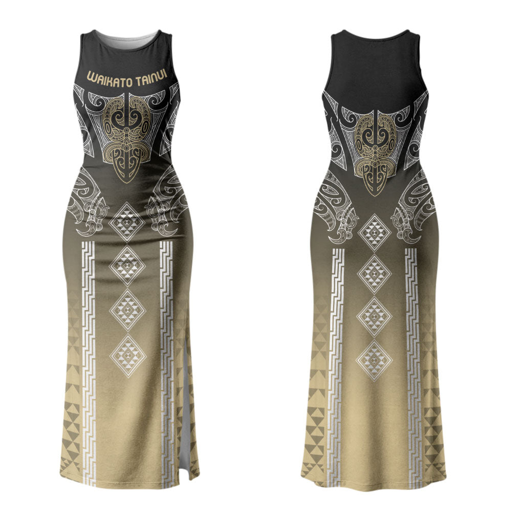 Aotearoa Maori Iwi Heritage Couples Matching Tank Maxi Dress and Hawaiian Shirt Waikato Tainui Parauri
