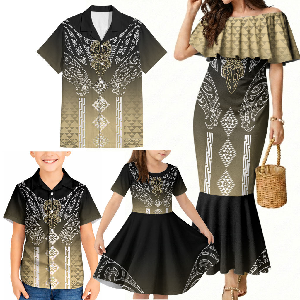 Aotearoa Maori Iwi Heritage Family Matching Mermaid Dress and Hawaiian Shirt Waikato Tainui Parauri LT7 - Polynesian Pride
