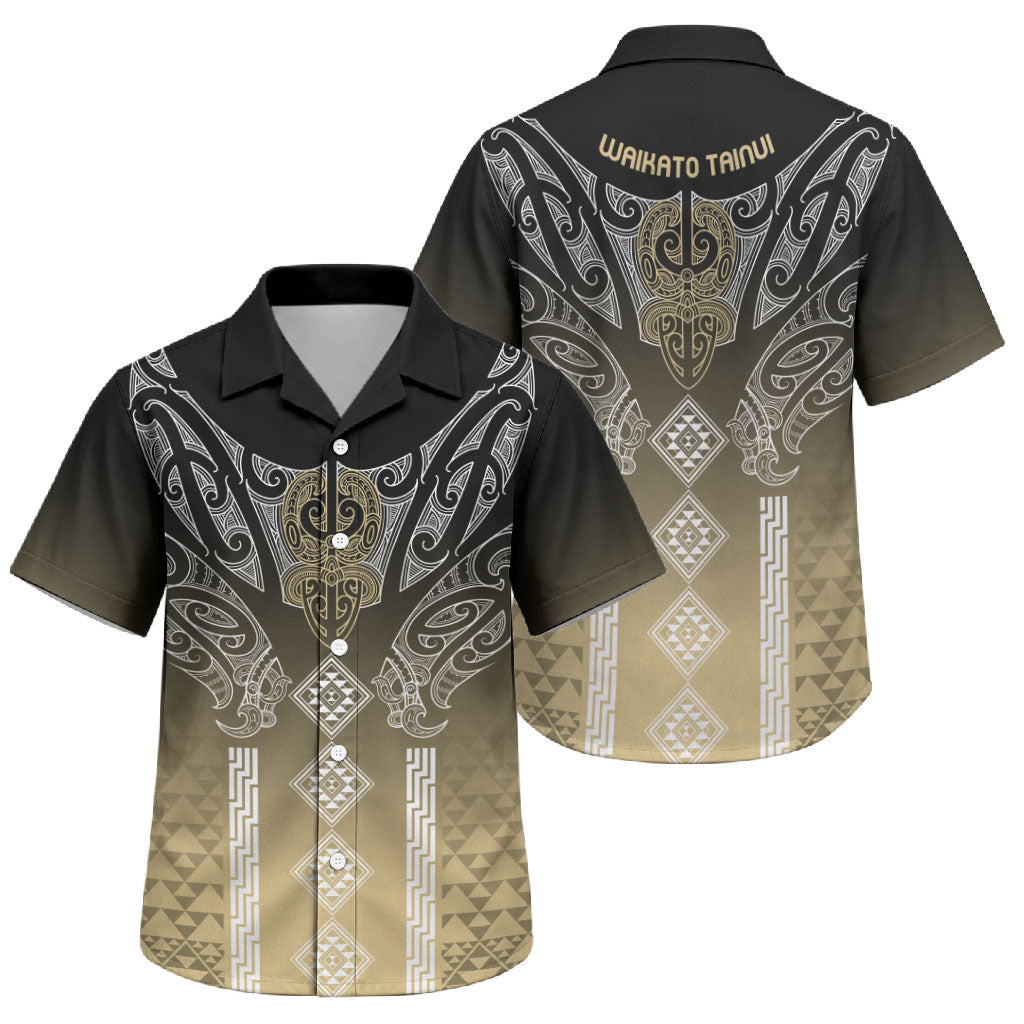 Aotearoa Maori Iwi Heritage Family Matching Off The Shoulder Long Sleeve Dress and Hawaiian Shirt Waikato Tainui Parauri