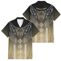 Aotearoa Maori Iwi Heritage Family Matching Off Shoulder Maxi Dress and Hawaiian Shirt Waikato Tainui Parauri