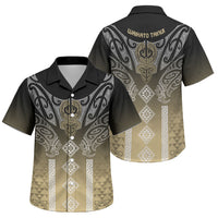 Aotearoa Maori Iwi Heritage Family Matching Off Shoulder Maxi Dress and Hawaiian Shirt Waikato Tainui Parauri