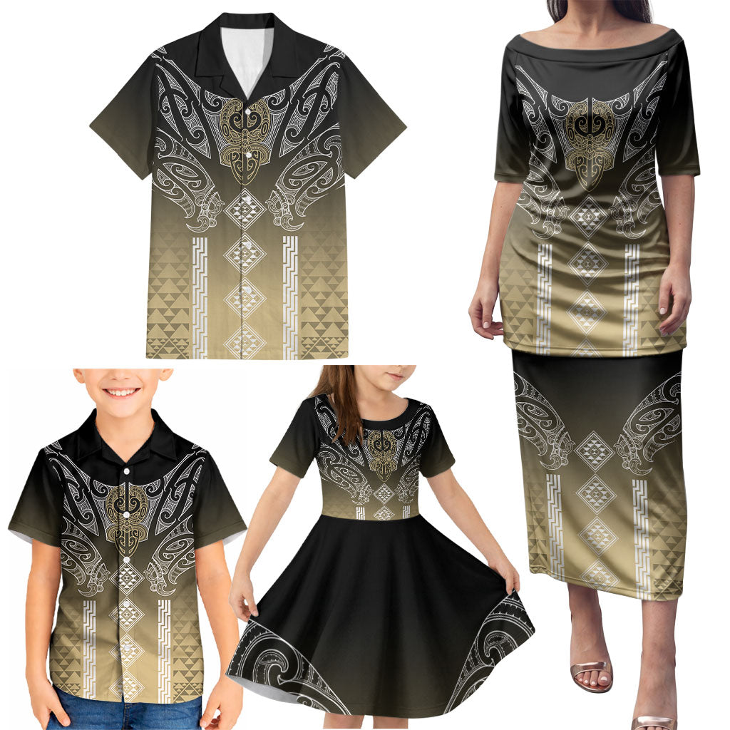 Aotearoa Maori Iwi Heritage Family Matching Puletasi and Hawaiian Shirt Waikato Tainui Parauri
