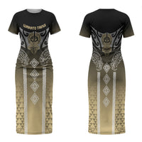 Aotearoa Maori Iwi Heritage Family Matching Short Sleeve Bodycon Dress and Hawaiian Shirt Waikato Tainui Parauri