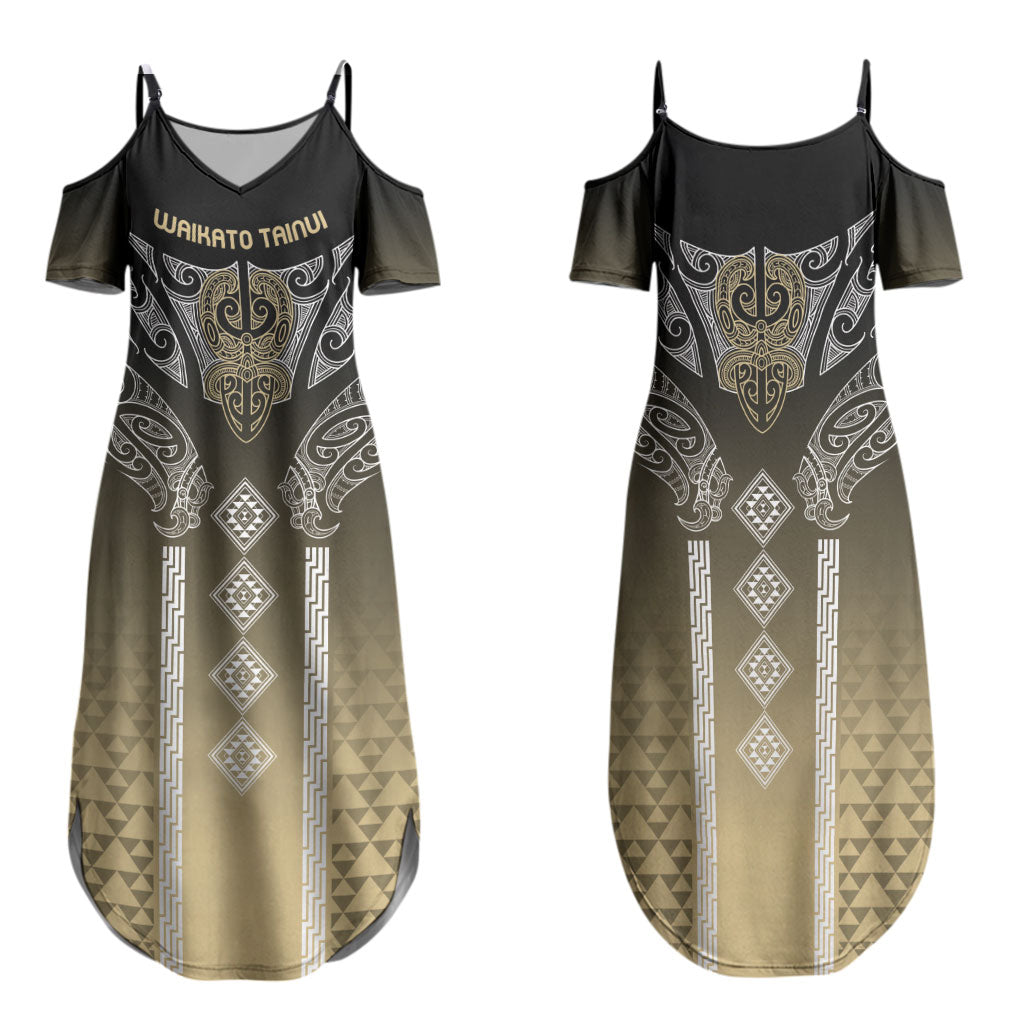 Aotearoa Maori Iwi Heritage Family Matching Summer Maxi Dress and Hawaiian Shirt Waikato Tainui Parauri