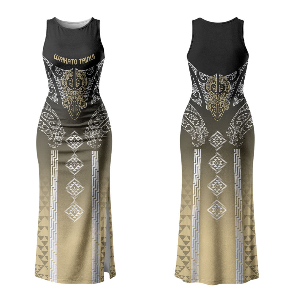 Aotearoa Maori Iwi Heritage Family Matching Tank Maxi Dress and Hawaiian Shirt Waikato Tainui Parauri