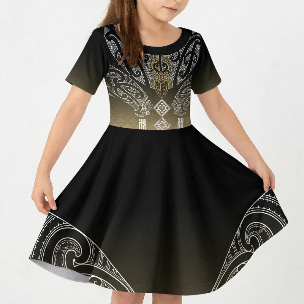 Aotearoa Maori Iwi Heritage Kid Short Sleeve Dress Waikato Tainui Parauri