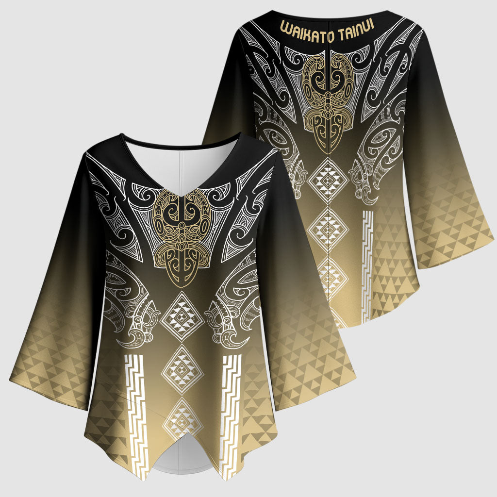 Aotearoa Maori Iwi Heritage Kimono Sleeve Blouse Waikato Tainui Parauri