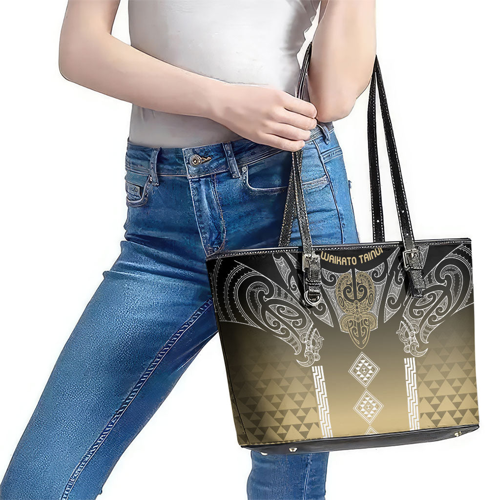 Aotearoa Maori Iwi Heritage Leather Tote Bag Waikato Tainui Parauri