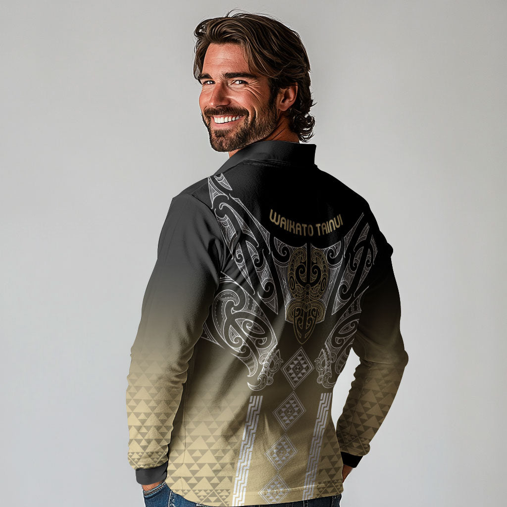 Aotearoa Maori Iwi Heritage Long Sleeve Polo Shirt Waikato Tainui Parauri