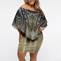 Aotearoa Maori Iwi Heritage Off Shoulder Short Dress Waikato Tainui Parauri
