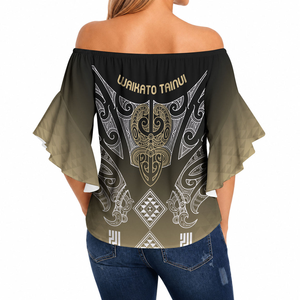 Aotearoa Maori Iwi Heritage Off Shoulder Wrap Waist Top Waikato Tainui Parauri