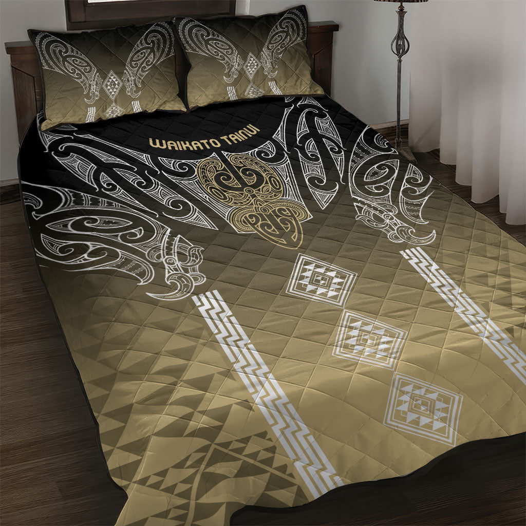 Aotearoa Maori Iwi Heritage Quilt Bed Set Waikato Tainui Parauri LT7 Earth Gold - Polynesian Pride