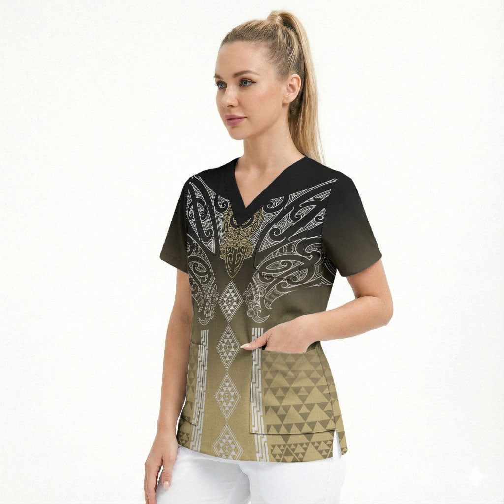 Aotearoa Maori Iwi Heritage Scrub Top Waikato Tainui Parauri