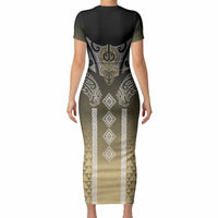 Aotearoa Maori Iwi Heritage Short Sleeve Bodycon Dress Waikato Tainui Parauri
