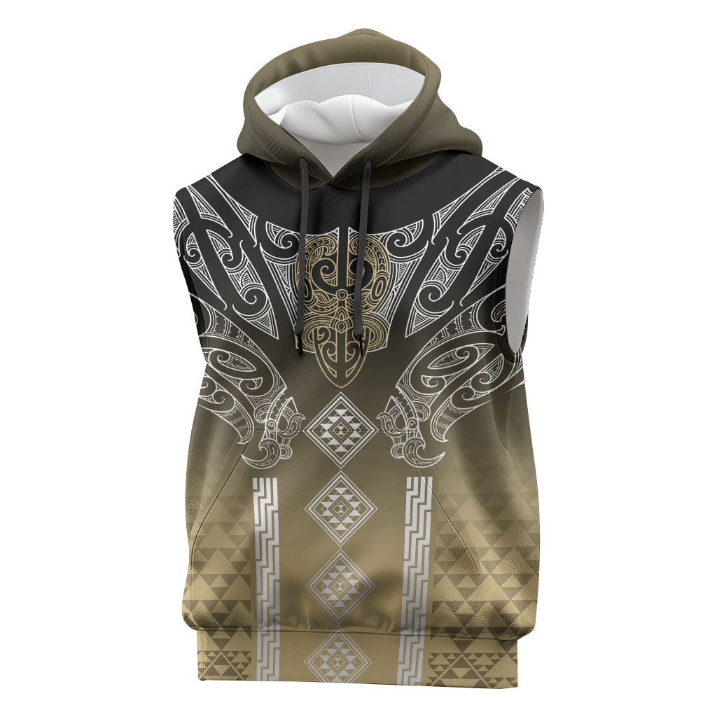Aotearoa Maori Iwi Heritage Sleeveless Hoodie Waikato Tainui Parauri LT7 Earth Gold - Polynesian Pride