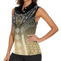 Aotearoa Maori Iwi Heritage Women Sleeveless Polo Shirt Waikato Tainui Parauri
