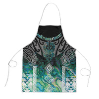 Aotearoa Maori Iwi Heritage Apron Ngati Kahungunu Paua Shell Turquoise