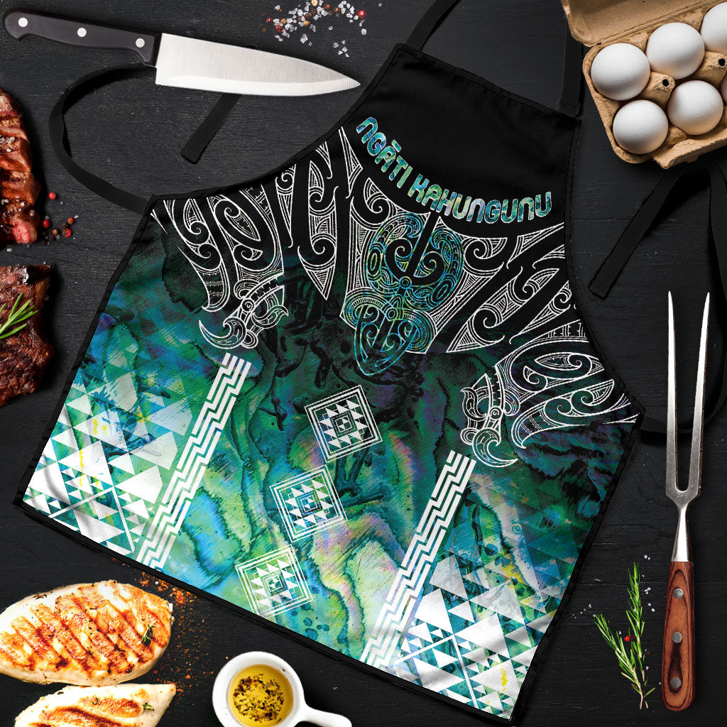 Aotearoa Maori Iwi Heritage Apron Ngati Kahungunu Paua Shell Turquoise