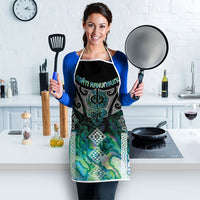 Aotearoa Maori Iwi Heritage Apron Ngati Kahungunu Paua Shell Turquoise