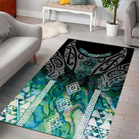 Aotearoa Maori Iwi Heritage Area Rug Ngati Kahungunu Paua Shell Turquoise